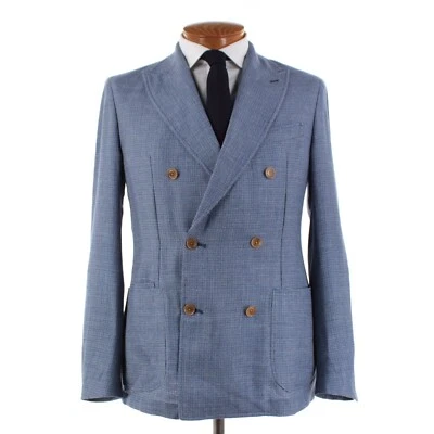 Abrigo deportivo Luciano Barbera nuevo con etiquetas mezcla de lana doble botonadura talla 50 (40 EE. UU.) azul Foto 1 de 4