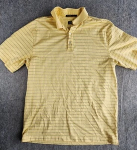 Nike Fit Dry Mens Golf Polo Shirt Large Yellow Striped Tiger Woods Collection SS - Picture 1 of 7