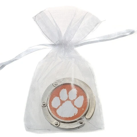CLEMSON TIGERS silver tone PURSE HANGER HOOK Team KEEP CLEAN OFF FLOOR gift Cover
