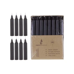 Mega Candles - Unscented 4" Straight Taper Candles - Black, Set of 48 CGA099-BK - Picture 1 of 3