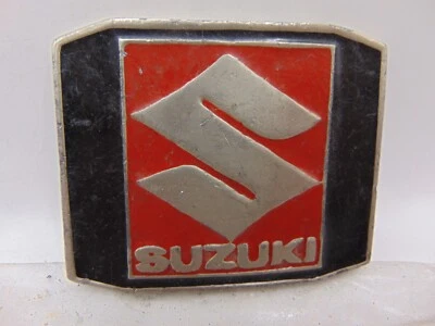 Vintage Suzuki Belt Buckle Red Silver Black Solid Motorcycle Racing 2 1/2" Wide - Image 1 of 4