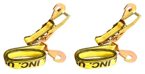 2 pc Twisted Snap Hook Tie Down Wheel Strap Ratchet Assembly Tow Trailer Cargo - Picture 1 of 2