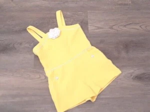 LKNW Janie and Jack girls size 7 yellow shorts jumper jumpsuit white flower - Picture 1 of 5