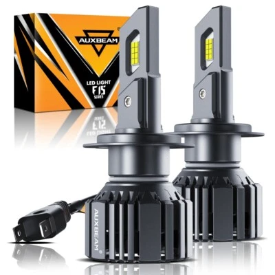 AUXBEAM F15 H7 LED Headlight Bulbs Hi/Lo Beam 20000LM 6500K Replace Xenon White - Image 1 of 4