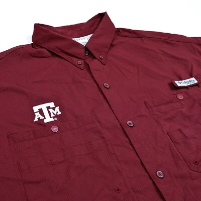 Columbia PFG Omni-Shade Texas A&M Shirt Mens XL Burgundy LS Vented Fishing ATM - Image 1 of 4
