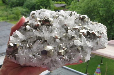 Museumsstufe Pyrit mit Bergkristall 1A Qualität!, 1236g, Sumatra / Indonesien - Bild 1 von 4