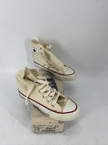 Vintage Converse Youth All Star Hi Top Shoes Made in USA Unbleached Size 2.5 - Picture 1 of 12