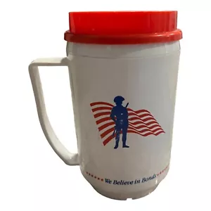 Vintage Used "We Believe In Bonds" Travel Coffee Mug Cup - Picture 1 of 8