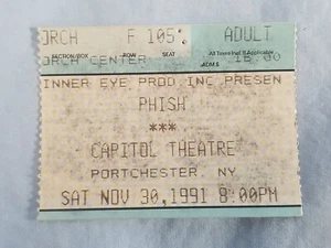 11-30-91 1991 PHISH Vtg Concert Ticket Stub Capitol Theatre Portchester New York - Picture 1 of 2