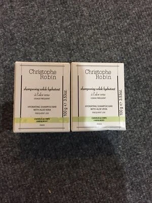 Christophe Robin Champú Hidratante Barra Con Aloe Vera, 100 g, LOTE DE 2 Foto 1 de 4