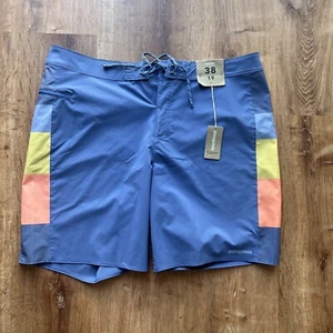 Patagonia Hydropeak Sz 38 Board Shorts 19" Current Blue Swim Trunks Surf - Picture 1 of 6