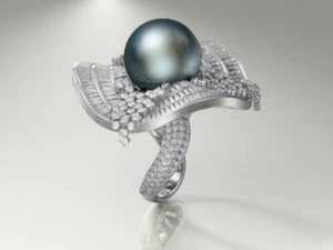 Freshwater Cultured Pearl Statment Ring 925 Fine Silver Celebrity Luxury Jewelry - Picture 1 of 3