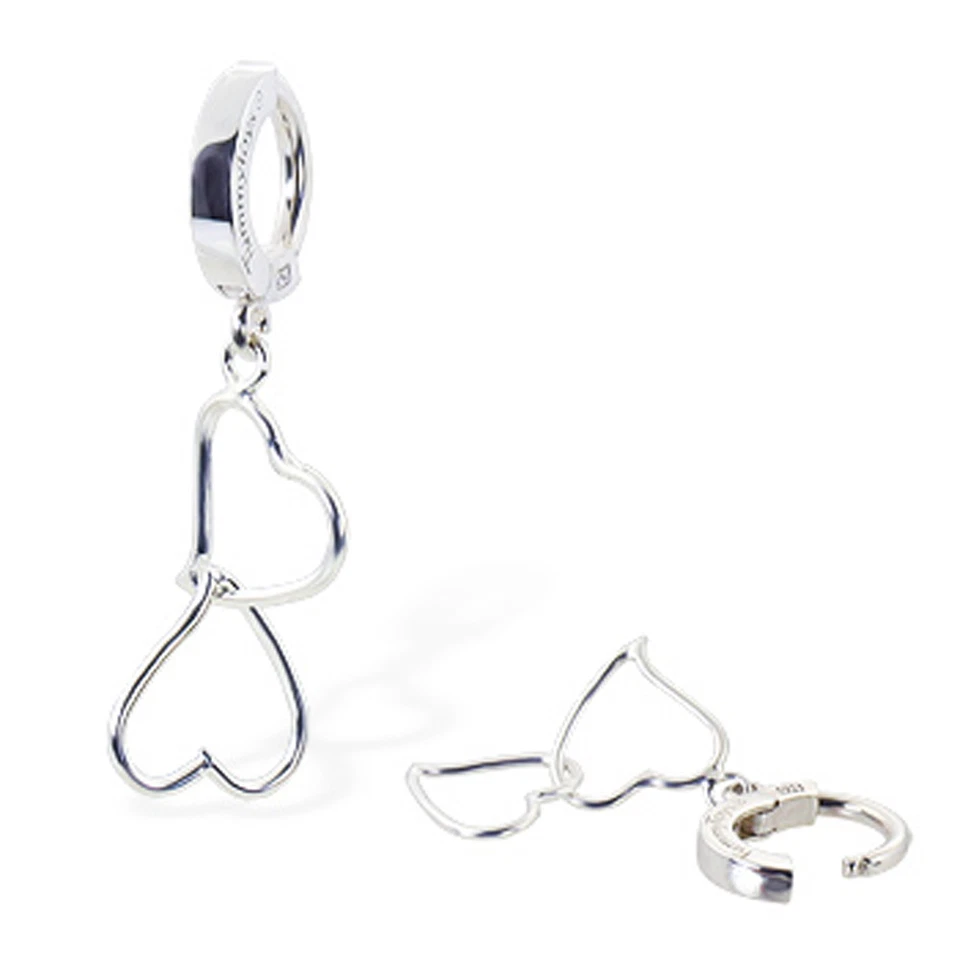 Anillo TummyToys Plata Doble Corazones Colgante Ombligo Clicker Anillo Foto 1 de 1