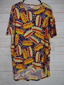 Lularoe Women's Irma Hot Dogs Stars Top Size XS NWT - Picture 1 of 3
