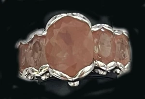 Jay King Ring Gemstone Sterling Silver Sunstone PEACH 5 Stone Ring Sz 8 - Picture 1 of 9