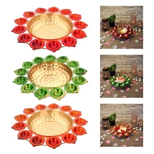 Urli Bowl Metal Diya Floating Flowers Tea Light Candle Diwali Indian Festive Dec - Picture 1 of 71