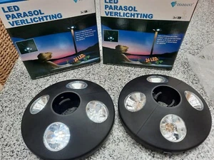 2 Stück !! Sonnenschirm Beleuchtung Gartenschirm 24 LED für Stäbe Ø 28-48mm - Bild 1 von 5