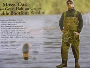 Mossy Oak Shadow Grass Habitat Camo Breathable Bootfoot Wader Size 11 - Picture 1 of 5