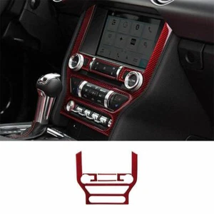 For Ford Mustang Shelby 2015-2022 Red Carbon Fiber CD Button Control Frame 5PCS - Picture 1 of 8