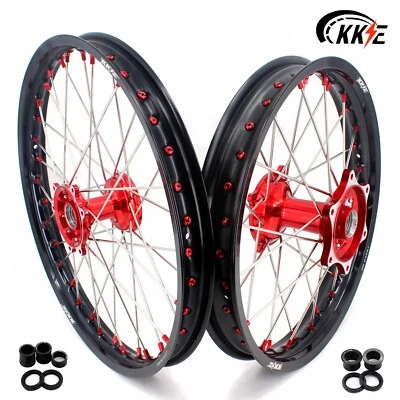 KKE 21/19" Cast Wheels Rims Fit Honda CRF250R 2014-2025 CRF450R 2013-25 Red Hubs - Image 1 of 4