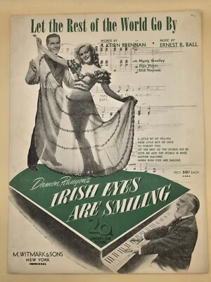 Let The Rest Of The World Go-By Irish Eyes Are Smiling-1919-Sheet Music-Antique Foto 1 de 4