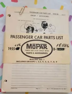 Vintage 1955/1956 Mopar Passenger Car Parts List - Picture 1 of 2