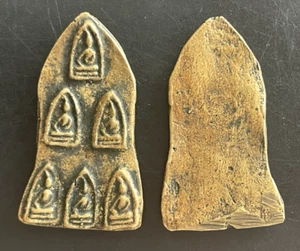 Talisman Thaï Bouddha sacré plaque votive en bronze amulette Thaïlande br99 - Imagen 1 de 5