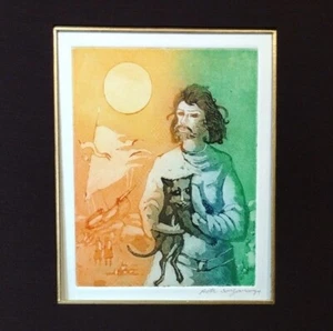 Original Hand Painted Signed Pote Sangawongse Embossed Etching - Picture 1 of 11