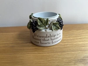 History & Heraldry ‘ Friendship Is A Flame …’ 2 inch Ceramic Tea light Holder - Picture 1 of 10