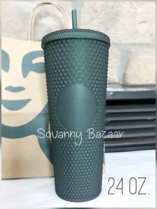 Starbucks 2022 Winter Dark Green Matte Studded Cold Cup 24oz Venti - Bild 1 von 9