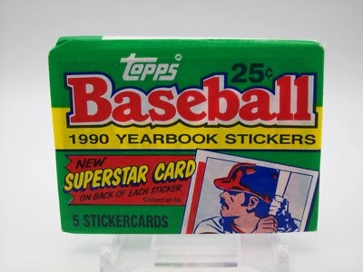 Topps 1990 Baseball Yearbook Stickers Unopened Wax Pack 5 Sticker Cards - Image 1 of 2