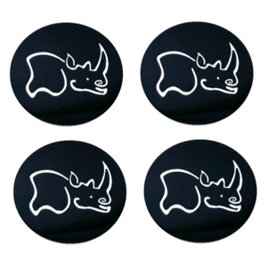 Set 4 Black Rhino Gloss Black 80mm OD Center Cap Replacement Logo/Emblem TE80BR - Picture 1 of 6