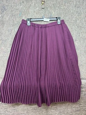 Falda Eileen Fisher Plisada Crepé Forrada Cuchillo Midi Pull On Pasas Púrpura Talla 8 Foto 1 de 4