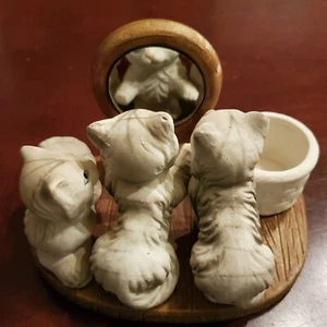 Vintage Porcelain Trinket / Candle Holder 3 Kittens , Cat Lovers, So Cute ๐ฑ - Picture 1 of 12