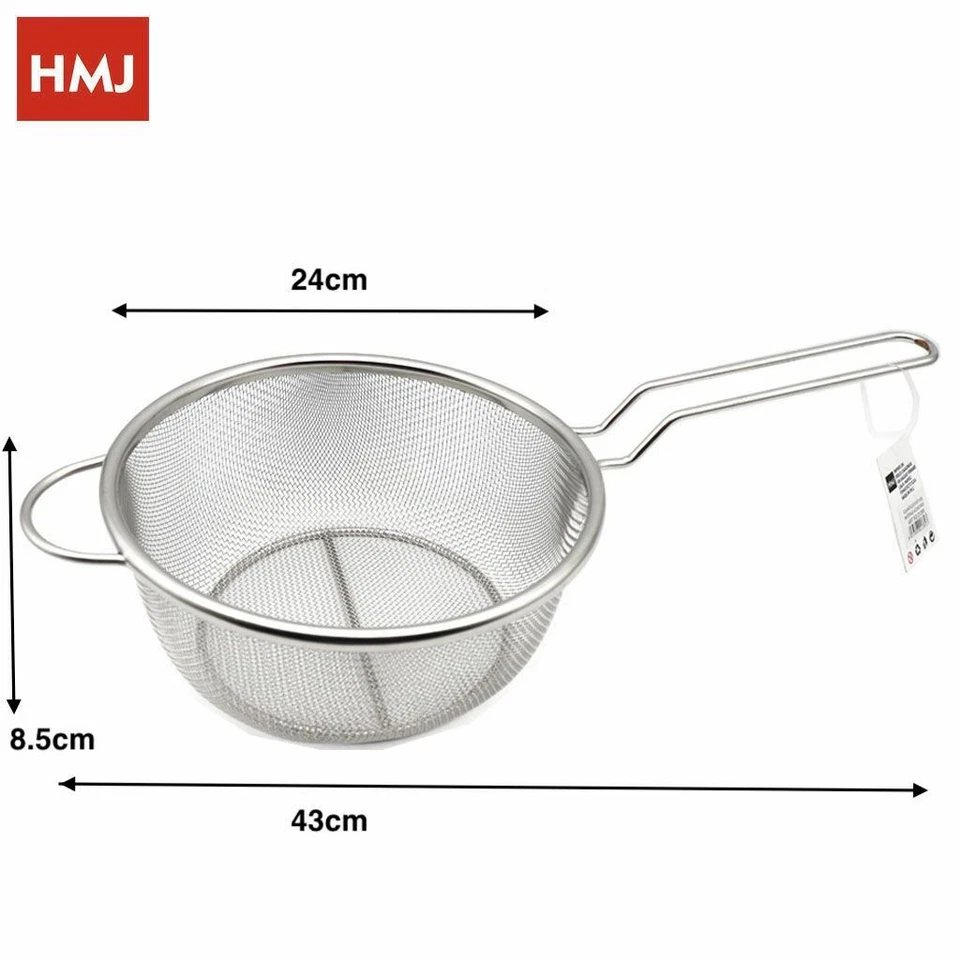 Cestino Cestello Colino Setaccio Rotondo Scolapasta Con Manico 24cm hmj - Immagine 1 di 1