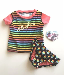 Skechers Infant Girls Size 12M 2 Piece Swim Suit Striped Popsicle Print - NWT - Picture 1 of 10