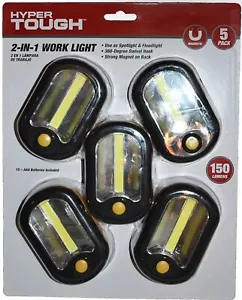 5 Pack LED Work Light 150 Lumens 2 n 1 Spotlight Floodlight Magnetic Hyper Tough - Picture 1 of 2