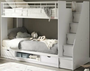 Cameo Deluxe Staircase Bunk Bed - White or Grey | Storage And Stairs - New Bunks - Picture 1 of 13