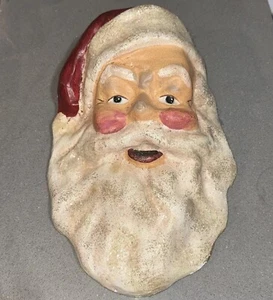 1940's Paper Mache Old World Distressed Santa Wall Hanging With Sparkles - Picture 1 of 10