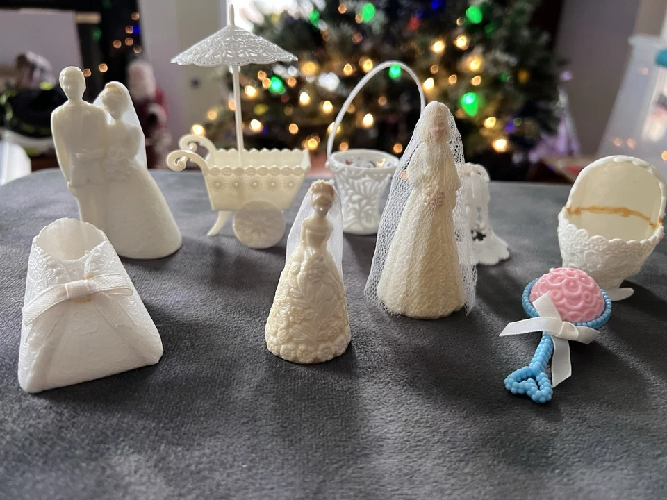 Lote de 9 decoraciones de boda y bebé vintage con sello de fiesta conjunto mixto Foto 1 de 4