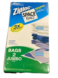 Ziploc SPACE BAG Vakuumversiegelung Aufbewahrung Kleidung Beutel 2 Jumbo Flats. - Bild 1 von 4