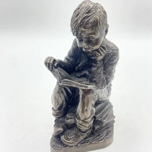 Genesis Fine Arts STUDYTIME BOY Bronze Figurine Statue 5” 1997 - Picture 1 of 10