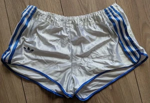 VTG ADIDAS Nylon Glas White Running Sprinter Shorts 80s W 28"-30" G1 - Picture 1 of 3