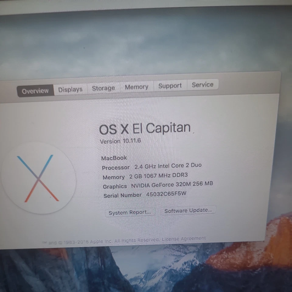 Apple MacBook Core 2 Duo 2.26 13" Unibody Late 2009 4GB RAM 250GB SSD  - Image 1 of 4