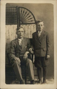 RPPC Vintage Postcard of Two Boys in Suits - Seymour, Iowa - Picture 1 of 5