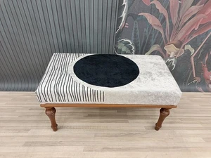 White Black Ottoman Pouf Handmade Furniture Bedroom Bench Hallway Bench - Picture 1 of 10