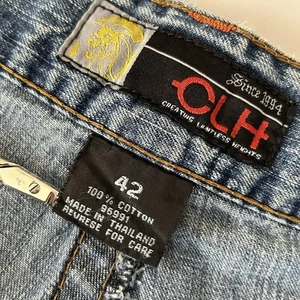 VTG Jean Shorts Mens Size 42 CLH Blue Denim Streetwear Baggy Skater - Picture 1 of 16
