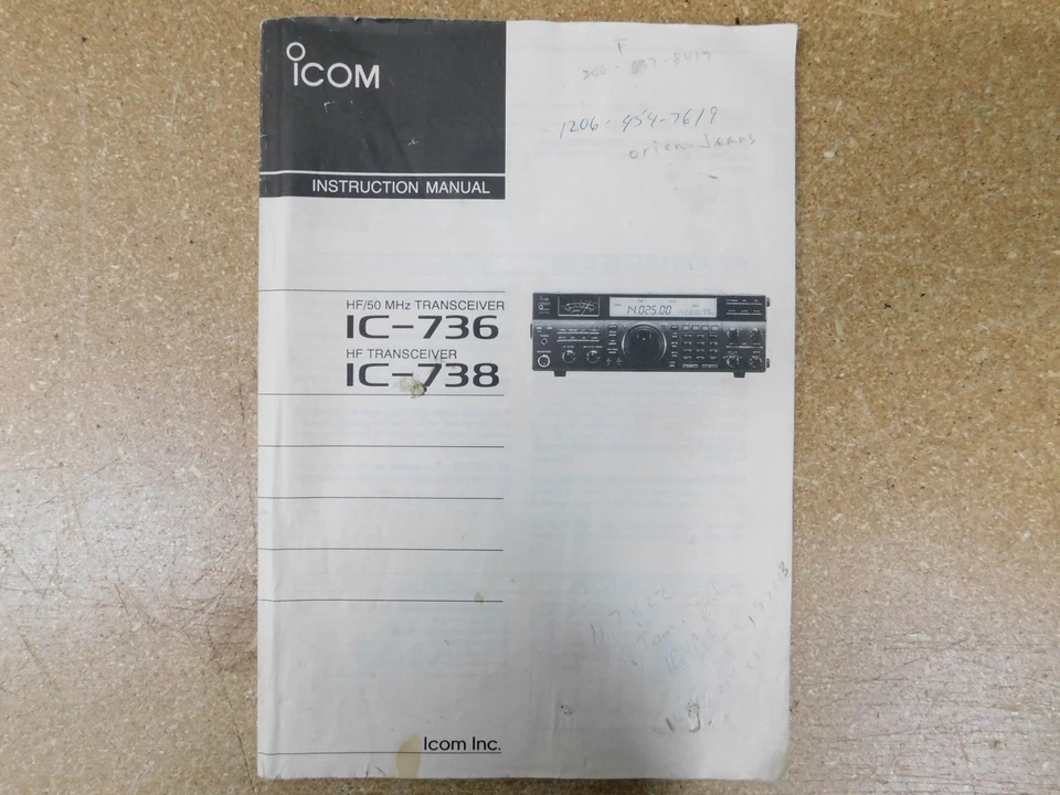 Icom Instruction Manual IC-736 IC-738 HF Transceiver (original) - Image 1 of 1