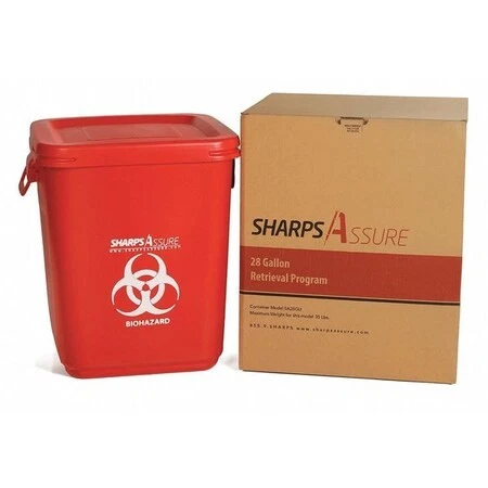 Sharps Assure Sa28gu Sharps Container, 1-1/4 Gal., Vermelho, Tampa de pressão - Imagem 1 de 1