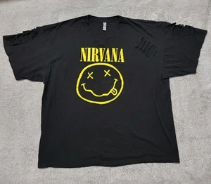 Vintage 1992 Nirvana Shirt 3XL Original Duell Sided Smiley Face *Custom Scissor Cut  - Bild 1 von 18
